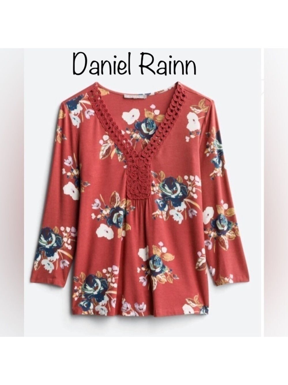 ๐ฅNEW๐ฅ Daniel Rainn Elura V-Neck Lace Blouse in Mauve size Medium NWT
